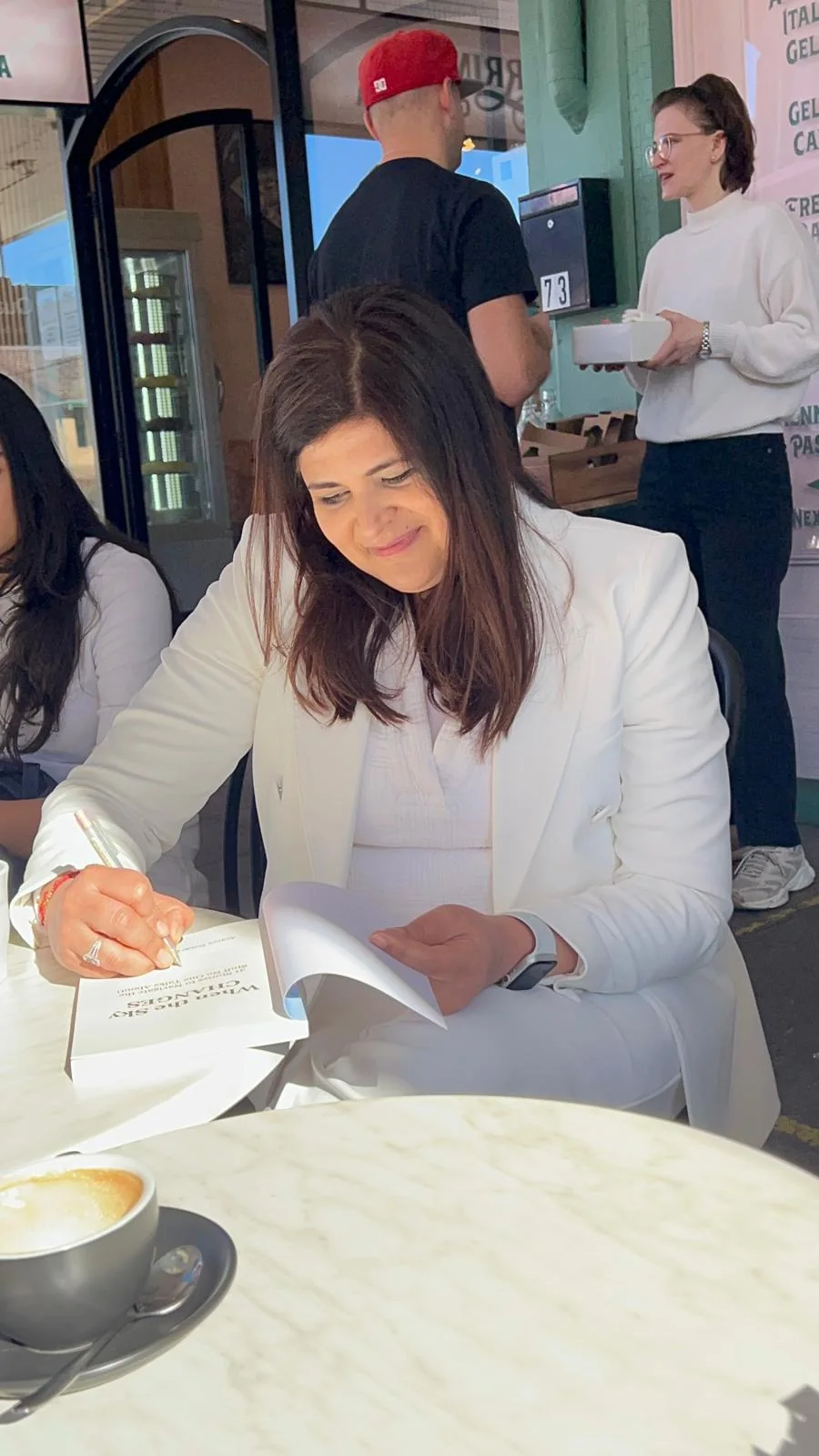A book signing moment